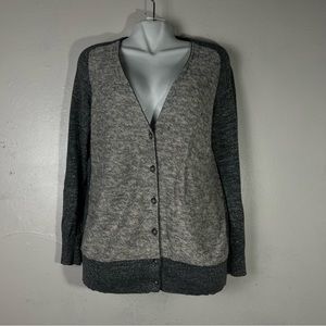 Loft women long sleeve bottoms down gray glitter sweater cardigan size large‎